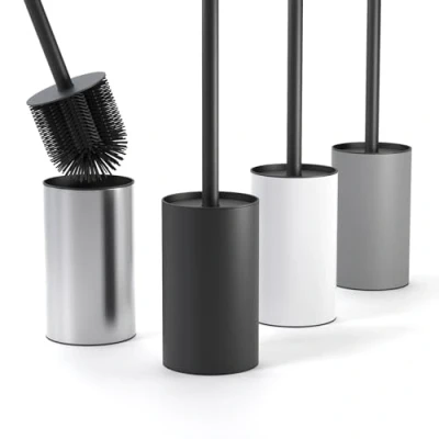 Imagen de SAVEGA Escobilla de baño silicona acero inoxidable higiénica para inodoro con soporte cepillos moderno Diseño protección contra salpicaduras