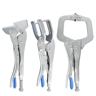Imagen de CCLIFE 3 piezas Alicate de Bloqueo Alicates para Soldar Juego Grip 285mm en Forma C 250mm W 240mm Plegables