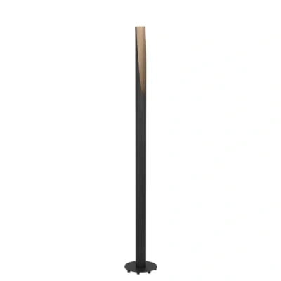 Imagen de EGLO LED Barbotto lámpara de pie elegante, esquinera, acero negro y madera natural, para salón, blanco cálido, 137 cm, certificado FSC