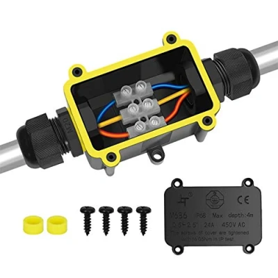 Imagen de YS Caja de Conexiones impermeable Empalmes IP68 con 2 Vías subterráneo cajas conexiones, electricas para Cable Diámetro Ø4mm 14mm