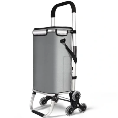 Imagen de VOUNOT Carrito Compra Plegable de Aluminio, Carro la 6 Ruedas con Bolsa Impermeable Desmontable, 50L, Gris