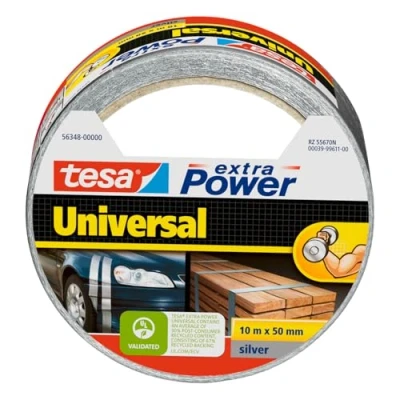 Imagen de tesa Extra Power Universal, Cinta Adhesiva Americana Reforzada para Reparar, Fijar, Agrupar, Reforzar o Sellar, Gris, 10 m x 50 mm