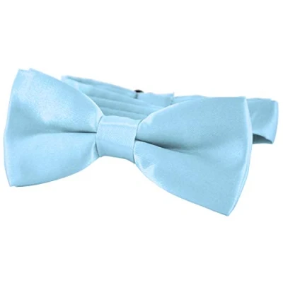 Imagen de DonDon pajarita noble para niños combinada y ajustable 9x 4,5 cm de color azul claro brillada con aire seda
