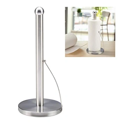 Imagen de Relaxdays Portarrollos Cocina Vertical, Acero Inoxidable Cepillado, Soporte Rollos Papel Encimera, 35 x 15 cm, Plateado
