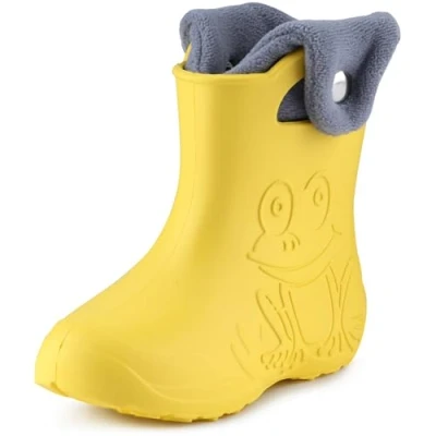 Imagen de Ladeheid Botas de Agua para niños en EVA Unisexo lluvia forradas Zapatos Infantiles Calzado invierno impermeable Rainboots LA CA 04 (Amarillo/Gris, 22/23 EU)