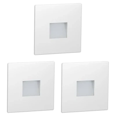 Imagen de ledscom.de 3 LED luz de escalera/luz pared empotrada FOW para interior y exterior, downlight, angular, 85 x 85mm, blanco frío