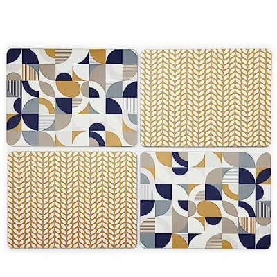 Imagen de Cooksmart Bauhaus Geo Juego de 4 manteles Individuales para Mesa con diseños británicos
