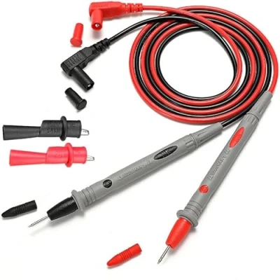 Imagen de Retoo cables de prueba con silicona para multímetros, negro y rojo, cable multímetro, juego prueba, extensión, flexible, accesorios 107 cm largo