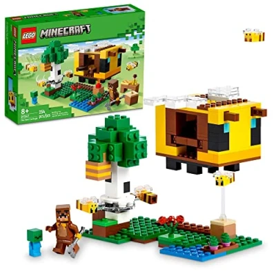 Imagen de LEGO Minecraft The Bee Cottage juego de construcción con figuras casa construible, granja, zombi bebé y animales, idea regalo cumpleaños inspirada en el para niños niñas 8 años