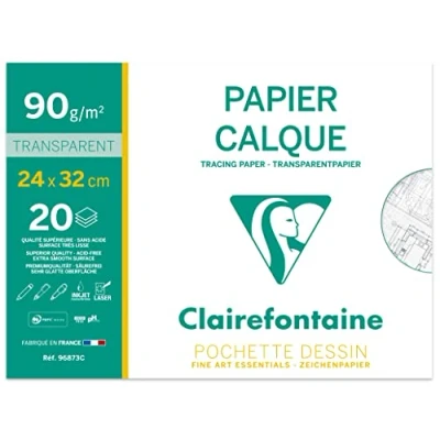 Imagen de Clairefontaine 93950 C Papel de calco (50 hojas, 50 x 65 cm, 90/95 g), transparente g