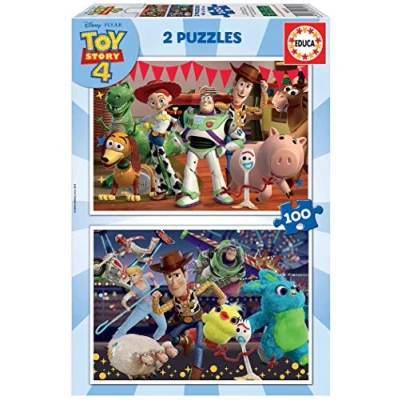 Imagen de Educa Toy Story 4. Set de 2 Puzzles con 100 Piezas. Medida aproximada una Vez montados: 40 x 28 cm. Compuesto por Grandes Piezas Perfectamente acabadas. Recomendado a Partir 6 años (18107)