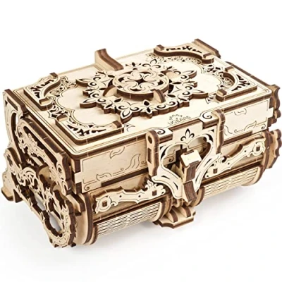 Imagen de UGEARS Cofrecito de Época Modelo mecánico Puzzle 3D Rompecabezas Adultos Caja Tesoro Madera Cofre del Tesoros Vintage Cajas Maquetas para Construir y Adolescentes