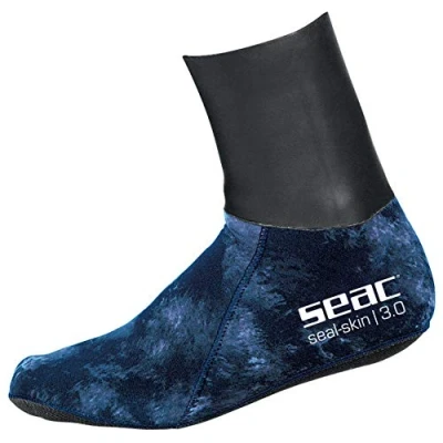 Imagen de SEAC Seal Skin Calcetines térmicos para apnea y Pesca subacuática de Neopreno Camuflaje 3 mm, Unisex Adulto, Camo Azul, XL