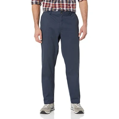 Imagen de Amazon Essentials Pantalón Chino sin Pinzas Antiarrugas de Ajuste Recto Hombre, Azul Marino, 32W / 30L