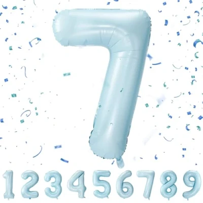 Imagen de Globos de Cumpleãnos 7 Pastel Azul,101 CM Globo Numeros Gigantes Grandes Decoracion,Globo Numero 7,Globos Niño Niña Adultos,Vuelan con Helio