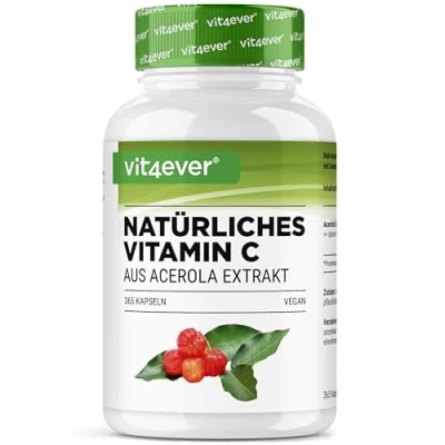 Imagen de Vitamina C natural de extracto acerola 365 cápsulas Altamente dosificada Materia prima primera calidad Sin aditivos indeseables Vegano