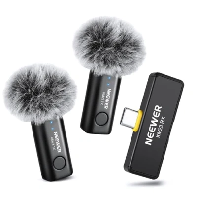 Imagen de NEEWER Micrófono Lavalier Inalámbrico para USB C, Micrófonos Condensador Omnidireccionales Compatibles con iPhone 15 Samsung Android,Mini Lav Mic Cancelar Ruido Vlogging Live Streaming, KM23