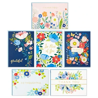 Imagen de Hallmark Surtido de tarjetas agradecimiento, flores arte popular (36 notas agradecimiento con sobres)