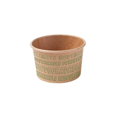 Imagen de BIOZOYG Vasos para helado 1000 unidades I de cartón kraft marrón compostables sin blanquearI cuencos To Go tazas biodegradables 75ml