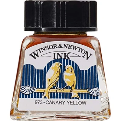 Imagen de Winsor &amp; Newton Drawing Ink Tinta de Dibujo, Amarillo (Canary Yellow), 14ml