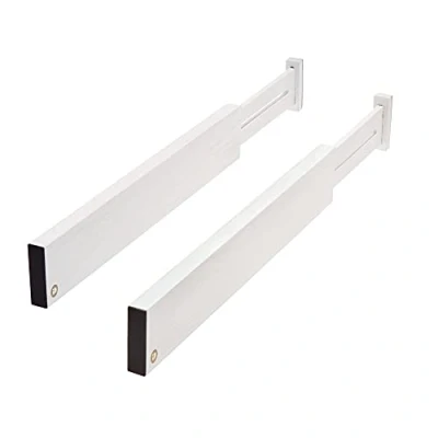 Imagen de iDesign Juego de 2 tablas separadoras para cocina, organizador cajones tamaño regulable hecho madera paulownia, separador cubiertos y utensilios, blanco