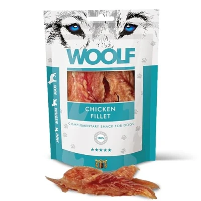 Imagen de Woolf Snacks de Pollo para Perro 100g. Premios y chuches Naturales en pequeños filetes