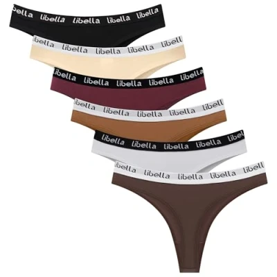 Imagen de Libella Tangas Mujer Algodón para Thong Tanga Simple y Confortable Color sólido G String Paquete de 6，3207