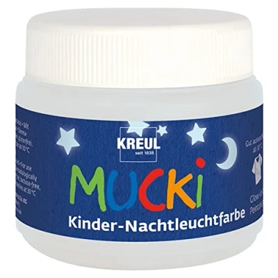 Imagen de KREUL Mucki 24500 Brilla en la Oscuridad, Lata 150 ml, Pintura Infantil Lavable con Efecto a Base de Agua, sin parabenos, Gluten, lactosa, Vegana, Night Glow Color