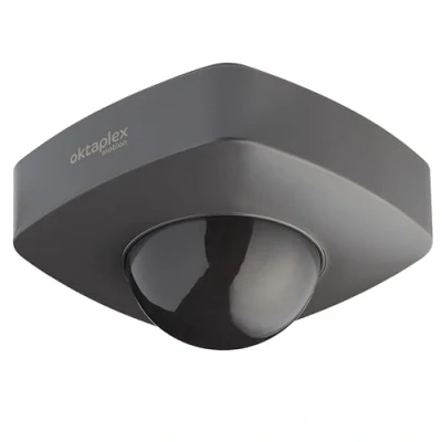 Imagen de Oktaplex Lote de 2 detectores Presencia Tim Detector Movimiento 360 para Exterior IP65 Sensor PIR Antracita 230V
