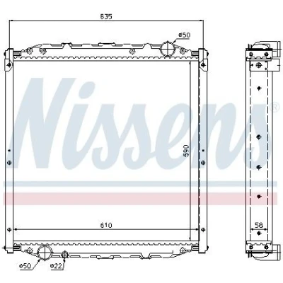 Imagen de NISSENS 62877A Radiador, refrigeración del motor Aluminio 590 610 58 con bastidor Aletas soldadas