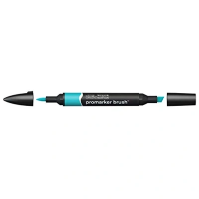 Imagen de Winsor &amp; Newton Promarker Brush Rotulador Doble Punta, Punta Pincel, Tinta Base Alcohol, Color Turquoise (c247)