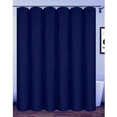Imagen de Homehold Cortina de ducha impermeable poliéster extralarga con ganchos, 180 x 200 cm, color azul marino