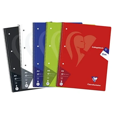 Imagen de Clairefontaine 307253C paquete de 5 cuadernos escolares, DIN A4, 21 x 29,7 cm, 160 páginas, 90 g, dot/punteado, colores surtidos, 1