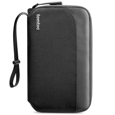 Imagen de tomtoc Fundas de Pasaporte para 4 Pasaportes y Tarjetas, Estuche Protector Familiar Tarjeta SIM Pasador Expulsión, Protección RFID, Bolsillo Vacunación