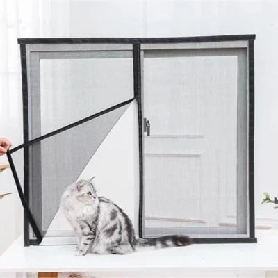 Imagen de Red de seguridad para ventana gato tamaño personalizado, redes protección a prueba mascotas gatos, mosquitera antiinsectos, malla mosquitos (con cremallera)