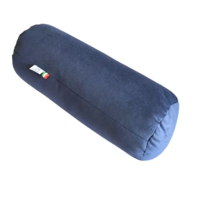 Imagen de GM Almohada cilíndrica Cervical para Cuello, Espalda y piernas 40x15 cm Fabricada en Italia con Funda de Tela Resistente al Agua a Las Manchas Azul