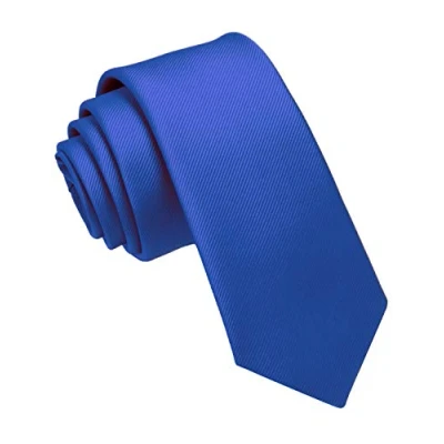 Imagen de JEMYGINS Corbata de Hombre Ajustada Color Sólido a Rayas Diagonales 6 cm Ancho azul