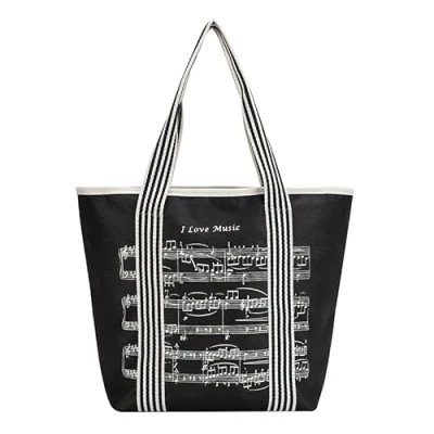 Imagen de Hiler Punk bolso bandolera para mujer, de mano, bolsa viaje nailon 600D resistente al agua, compras reutilizable con programa música, cremallera alta