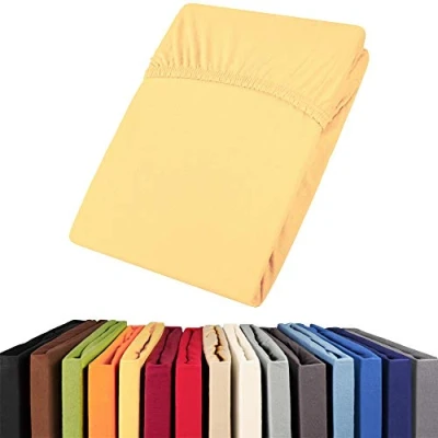 Imagen de aqua textil Viana sábana Bajera Ajustable, Algodón, Amarillo, 140x200 bis 160x200 cm