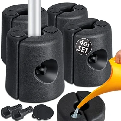 Imagen de KESSER® Soportes para Pabellón Conjunto de 4 Rellenables con Agua/Arena 22 x 25cm Pesos HDPE Estabilización Carpas Jardín Cenadores, Negro