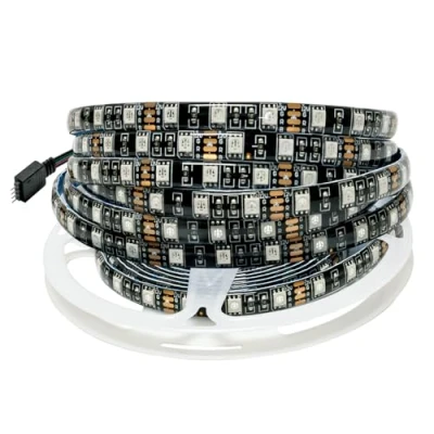 Imagen de Tesfish Tiras LED RGB 12V, 5M Tira de Luces Placa PCB Negra 5050 IP65 Impermeable 300 LEDs que cambia Color Luz para Dormitorio, Decoración Cocina