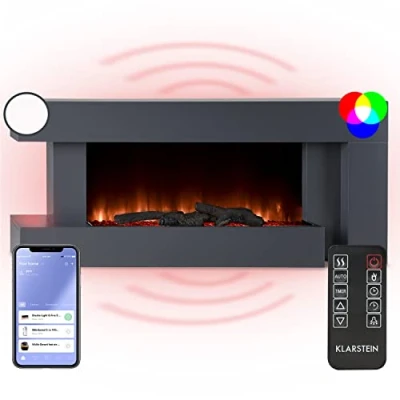 Imagen de Klarstein Chimenea Electrica, Llama LED con una Potencia de 2000W y Mando a Distancia, Temporizador Control Automático Temperatura, Interior Casa Ventilador, Estufas