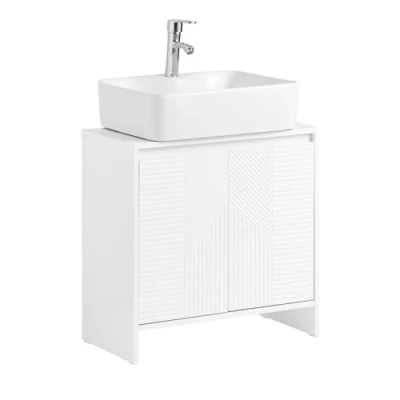 Imagen de SoBuy Mueble para Debajo del Lavabo Fregadero Armario de Baño Suelo con 2 Puertas Blanco 60 x 30 61 cm BZR157 W ES
