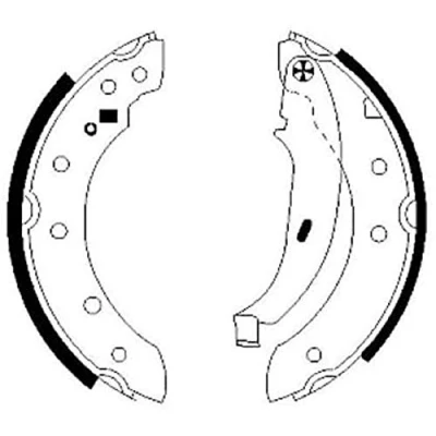 Imagen de HELLA 8DB 355 001 571 Zapatas de freno 203,2 38 con palanca mano PEUGEOT: 206 Hatchback, 106 II 306 Hatchback