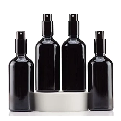 Imagen de YIZHAO Negro Bote Spray Pulverizador Cristal 100ml, Pequeño con Fina Niebla, para Aceite Esencial, Aromaterapia, Perfume,Limpieza, Viaje, Agua,Farmacia, Laboratorio 4Pcs