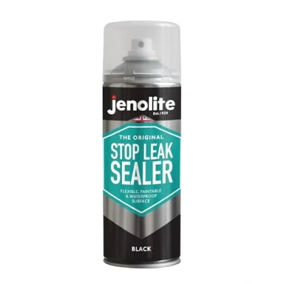 Imagen de JENOLITE Stop Leak Spray Sellador NEGRO 400ml de fugas para canalones y tejados planos Impermeable Rellena, sella detiene Protección a largo plazo contra el agua