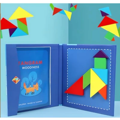 Imagen de Tangram Puzzles,Juego Tangrams Jigsaw,Desarrollo Educativo Juguete Tempranos Aprendizaje de Formas y Colores,para Holiday Traveler Tangoes Challenge IQ Educational Toy (Azul)