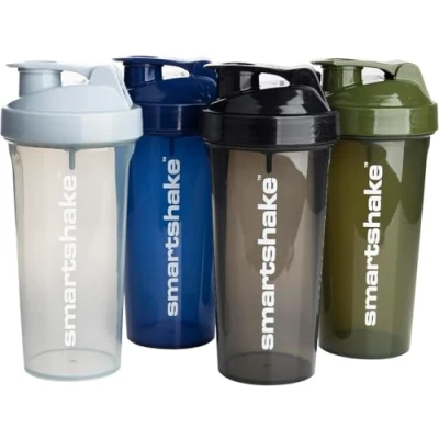 Imagen de Smartshake Lite 4 Pack Protein Shaker Bottle 600 ml 20 oz Leakproof Screw on Lid BPA Free Unisex Mist Gray, Army Green, Black, Navy Blue