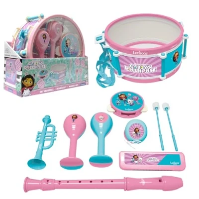 Imagen de Lexibook, Casa de Muñecas Gabby, Set 7 Instrumentos (Tambor, Maracas, Castañuela, Armónica, Flauta, Trompeta, Pandereta), Juguete Musical, Práctico para Llevar (K360GDH)