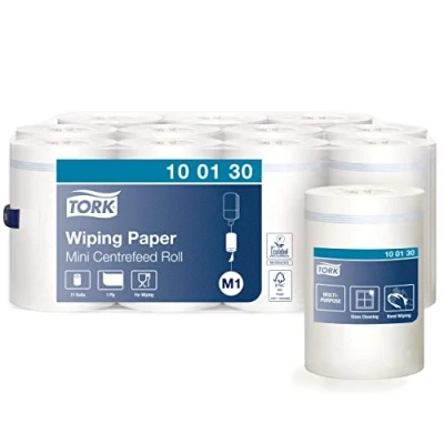 Imagen de Tork 100130 Papel de secado Advanced 1 capa compatible con el sistema alimentación central pequeño M1, blanco, 11 rollos x 120m